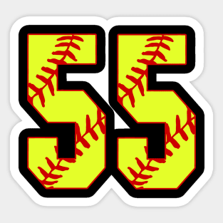 Fastpitch Softball Number 55 #55 Softball Shirt Jersey Uniform Favorite Player Biggest Fan Sticker